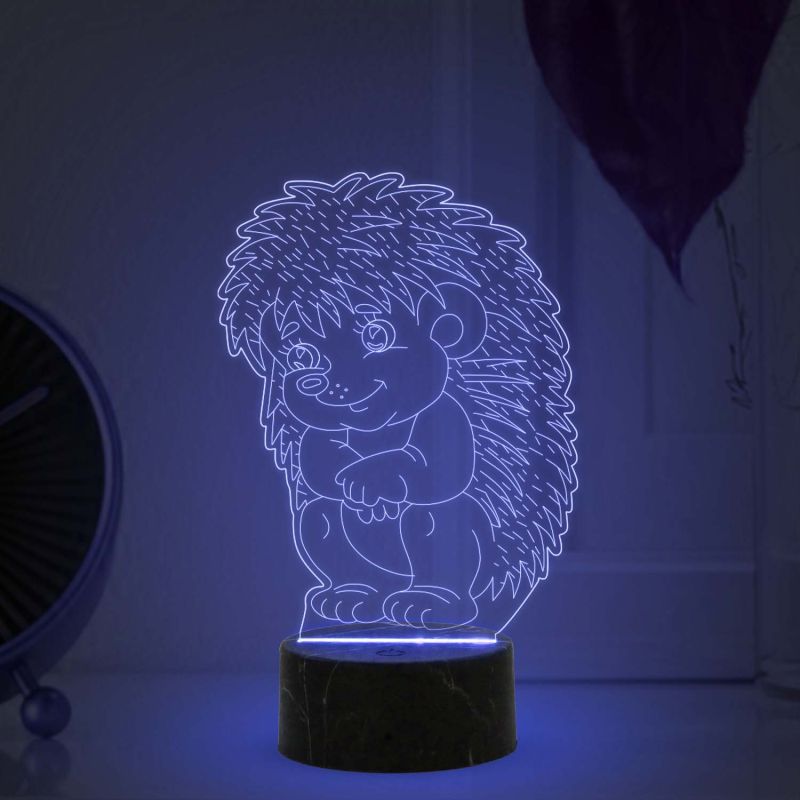 3D Illusion Baby Echidna Porcupines Night Lamp with Automatic Color Changing Light Birthday Gifts for Kids